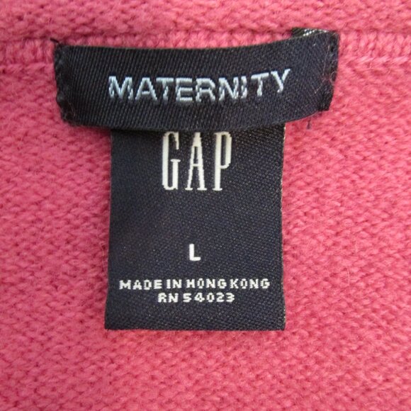 GAP MATERNITY WOMEN'S SIZE L SWEATER PINK CARDIGAN CLASSIC LS KNIT WOOL BLEND W/ - Picture 9 of 12